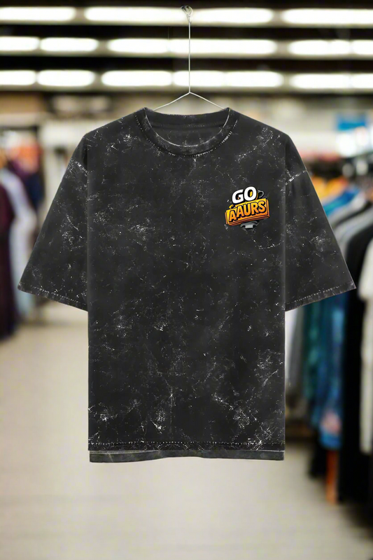 Aaurs Oversized Acid-Washed Printed T-shirt